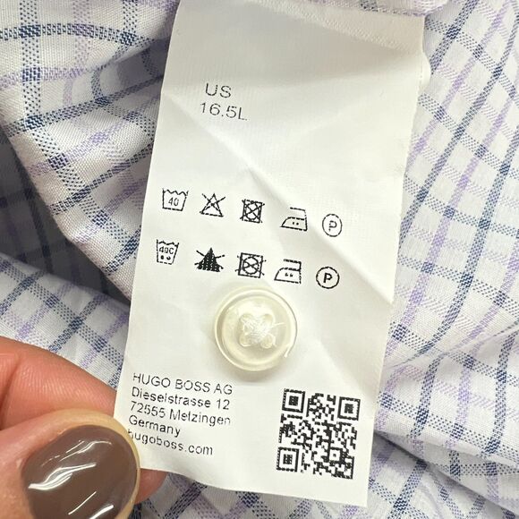Hugo Boss Sharp Fit Checkered Multicolor Button Up Dress Shirt Mens Size 34/35 - Picture 10 of 12